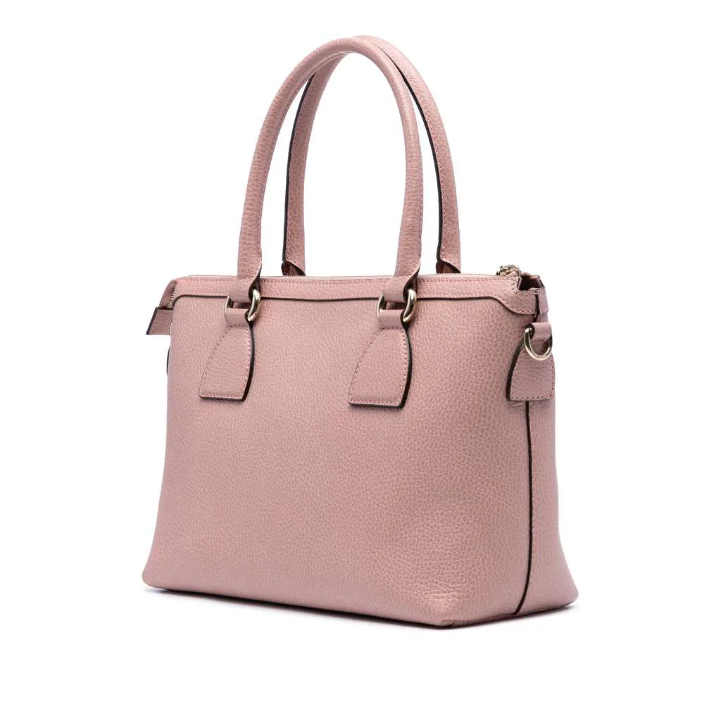 Gucci Dollar Calfskin GG Charm Satchel Pink Leather Very good - Back View