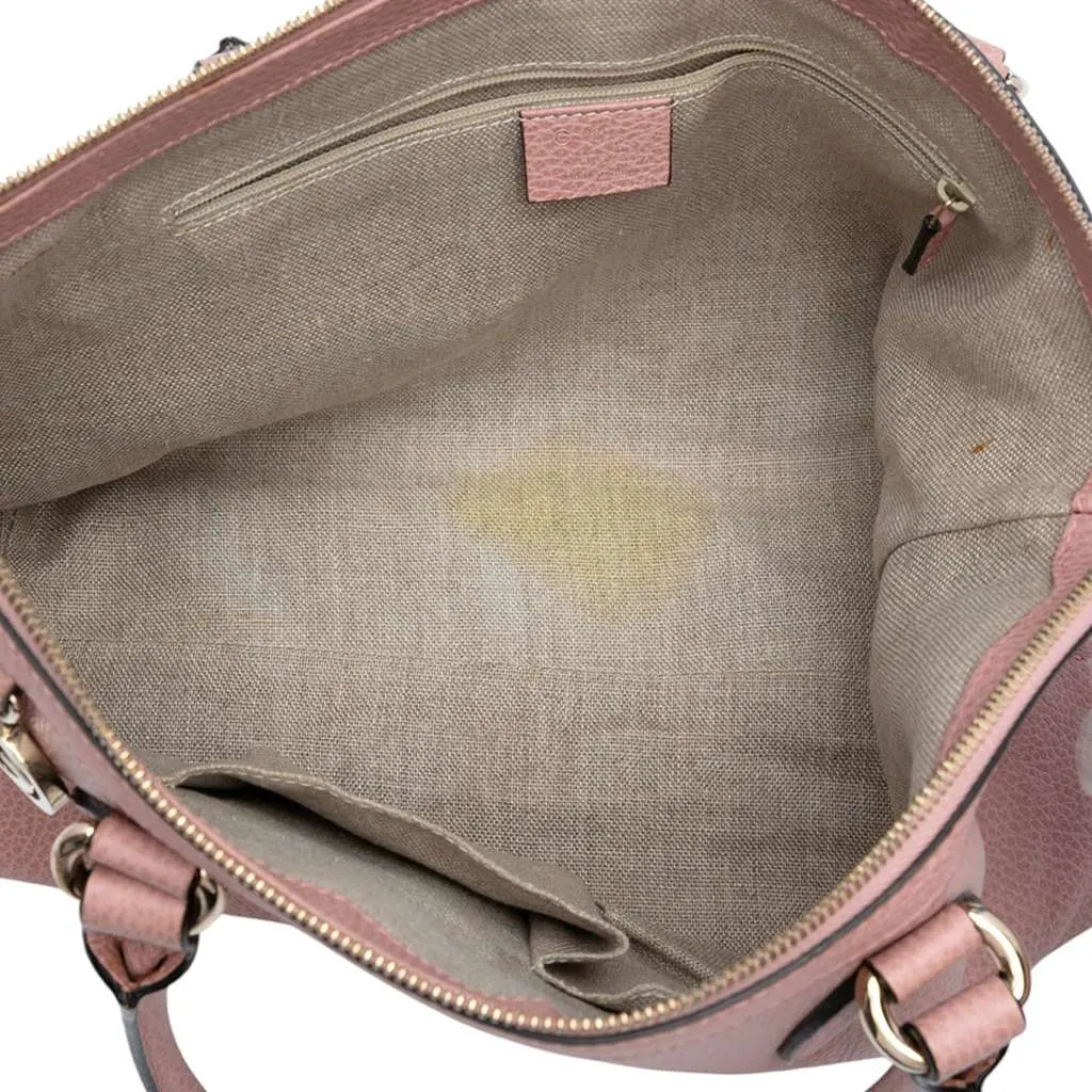 Gucci Dollar Calfskin GG Charm Satchel Pink Leather Very good - Model View