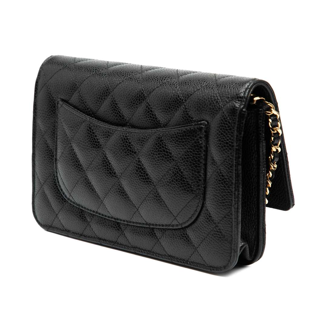 Chanel CC Quilted Caviar Wallet on Chain - Back view