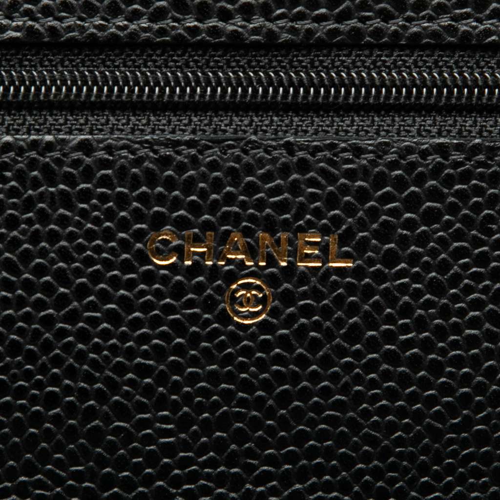 Chanel CC Quilted Caviar Wallet on Chain - Side view