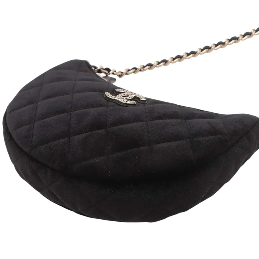 Chanel CC Quilted Velour Half Moon Chain Crossbody - Detail 1