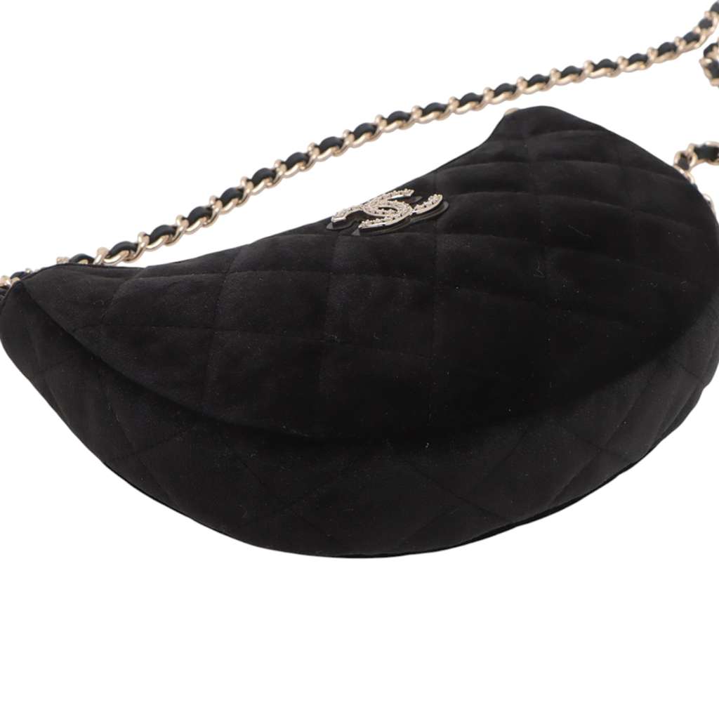 Chanel CC Quilted Velour Half Moon Chain Crossbody - Detail 2