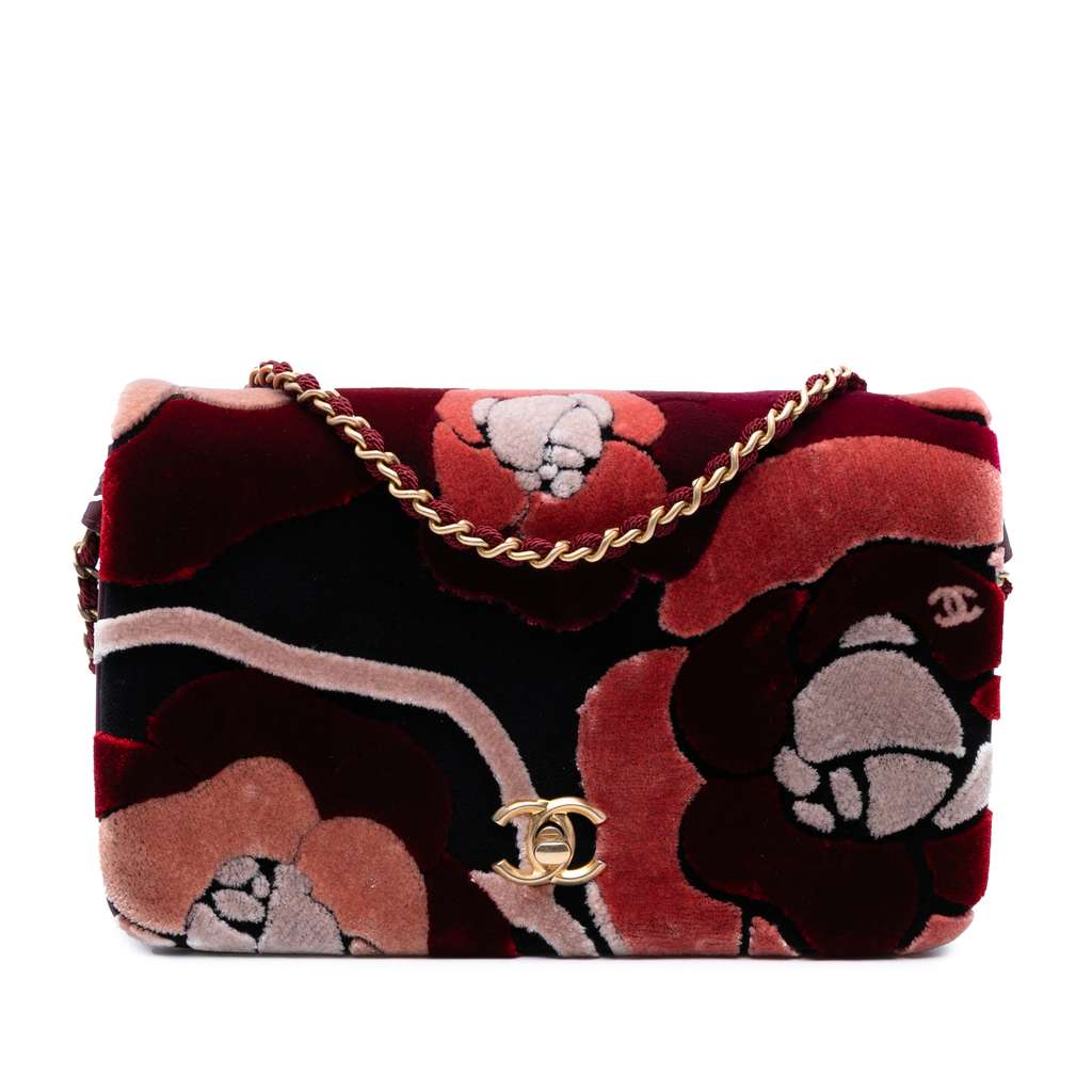 Chanel Paris Cosmopolite Velvet Camellia Flap