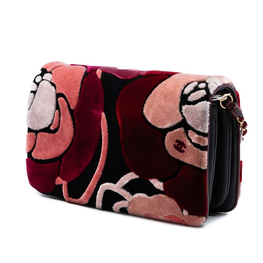 Chanel Paris Cosmopolite Velvet Camellia Flap - Back view
