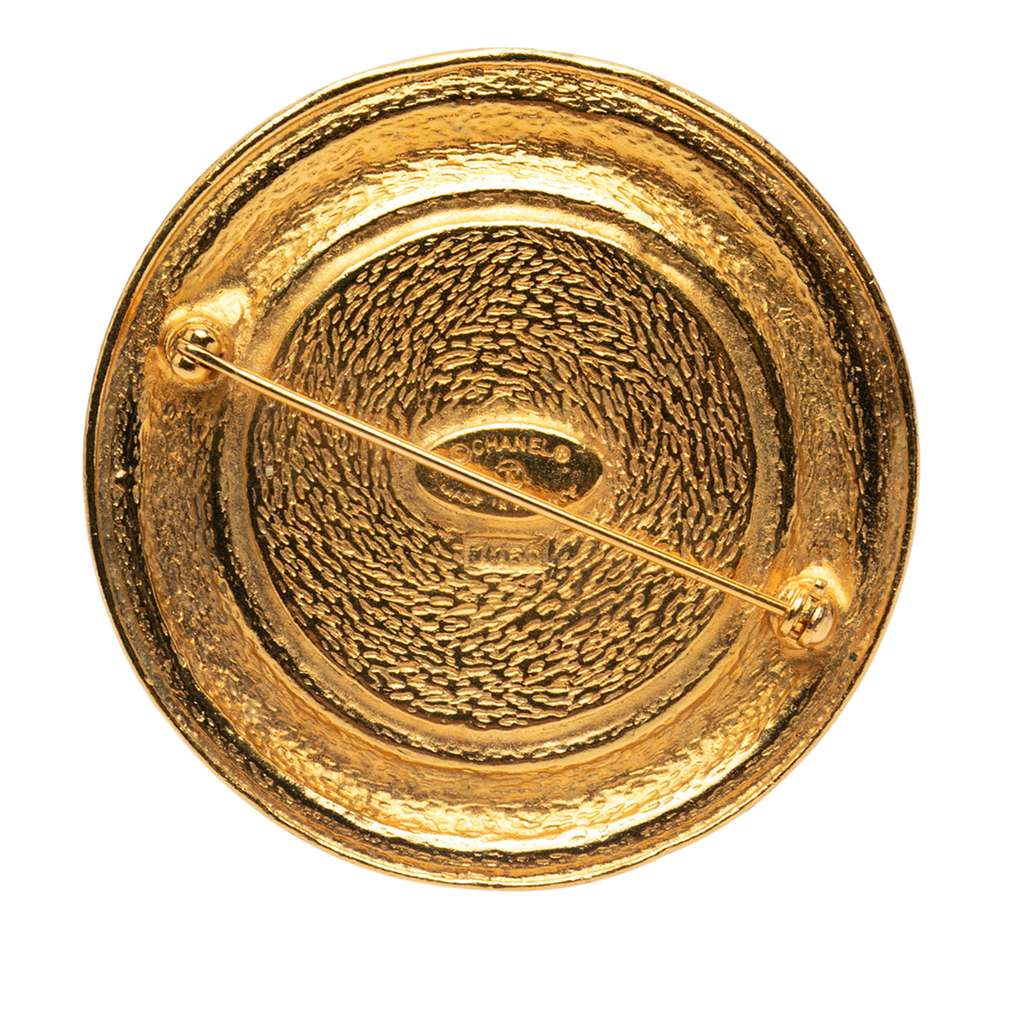 Chanel Gold Plated 31 Rue Cambon Round Vintage Pin Brooch - Back view