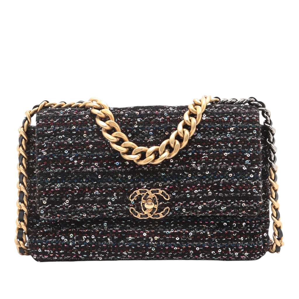 Chanel Large Tweed Sequin 19 Flap
