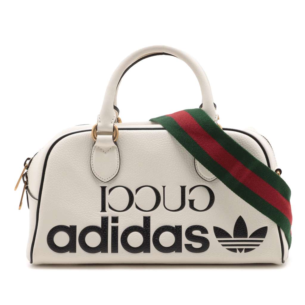 Gucci Adidas Mini Textured Dollar Calfskin Logo Web Duffle Bag