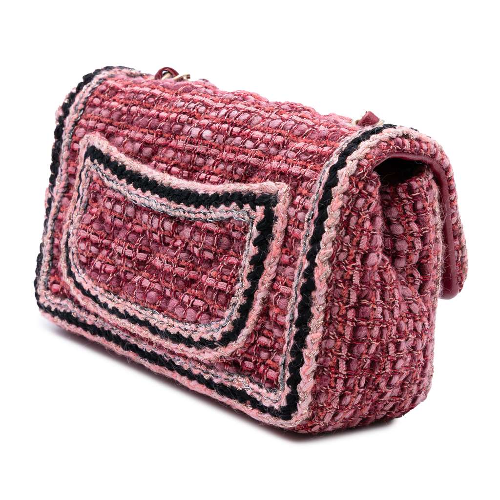 Chanel Mini Braided Classic Tweed Single Flap - Back view