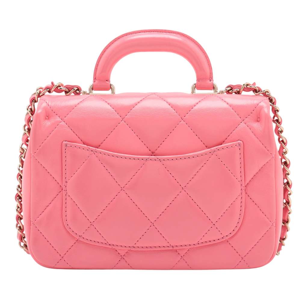 Chanel Mini Quilted Shiny Lambskin Coco Trip Flap - Back view