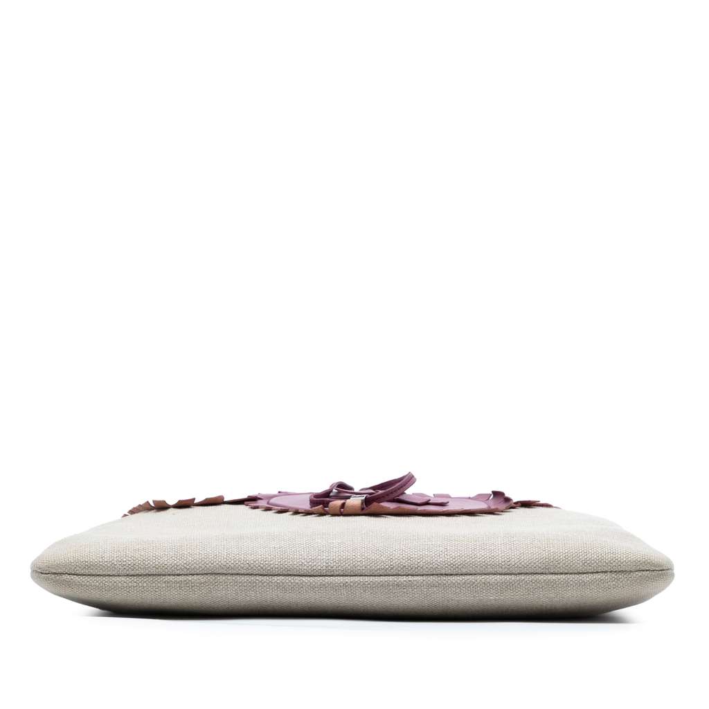 Saint Laurent Canvas Fringed Heart Applique Tote - Image 6