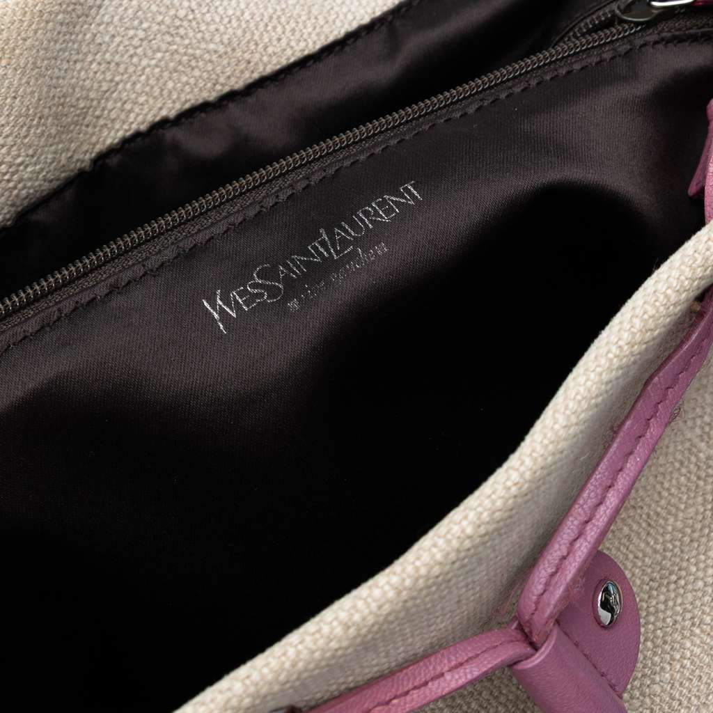 Saint Laurent Canvas Fringed Heart Applique Tote - Side view