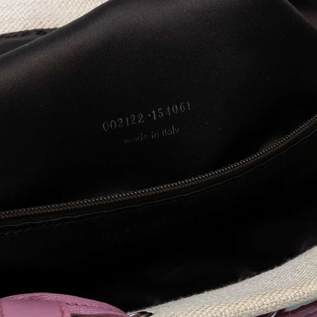 Saint Laurent Canvas Fringed Heart Applique Tote - Detail 1