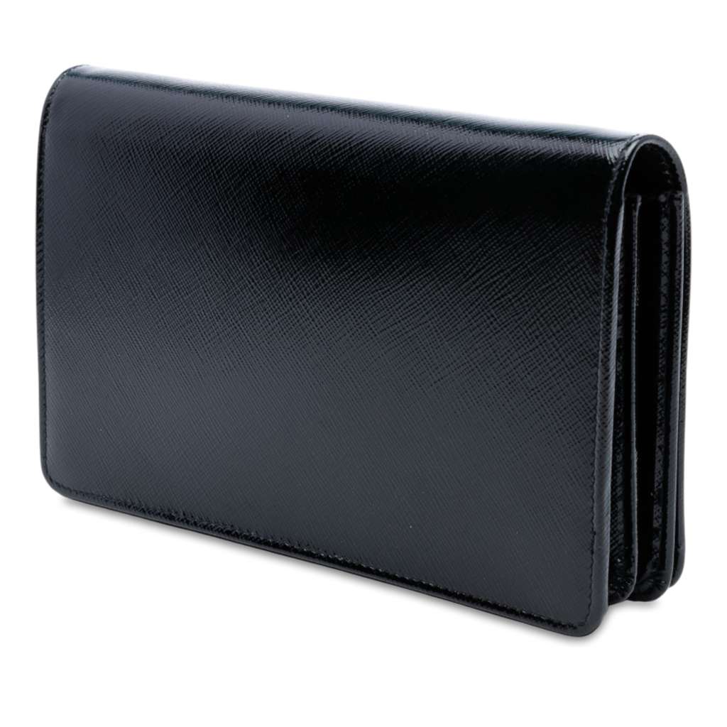 Prada Saffiano Vernice Flip Lock Wallet on Chain Clutch - Back view