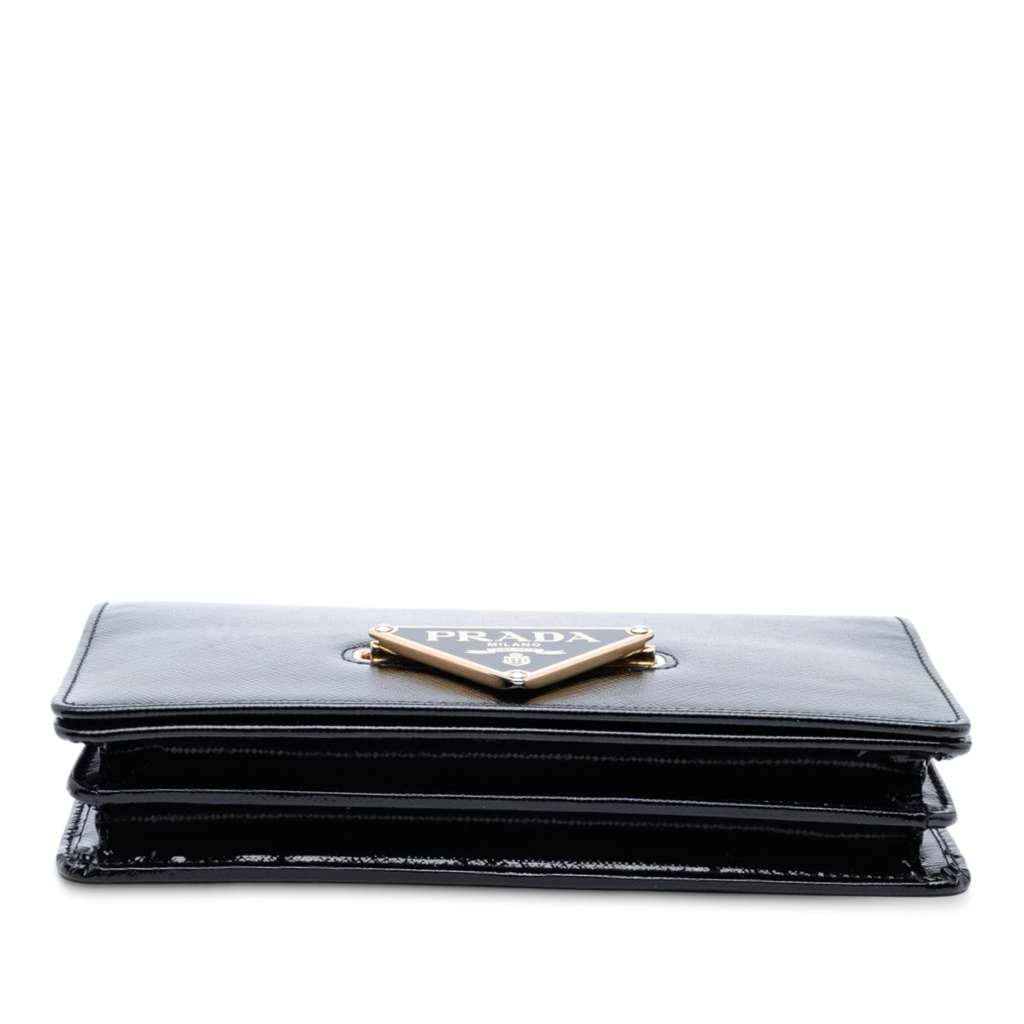 Prada Saffiano Vernice Flip Lock Wallet on Chain Clutch - Image 6