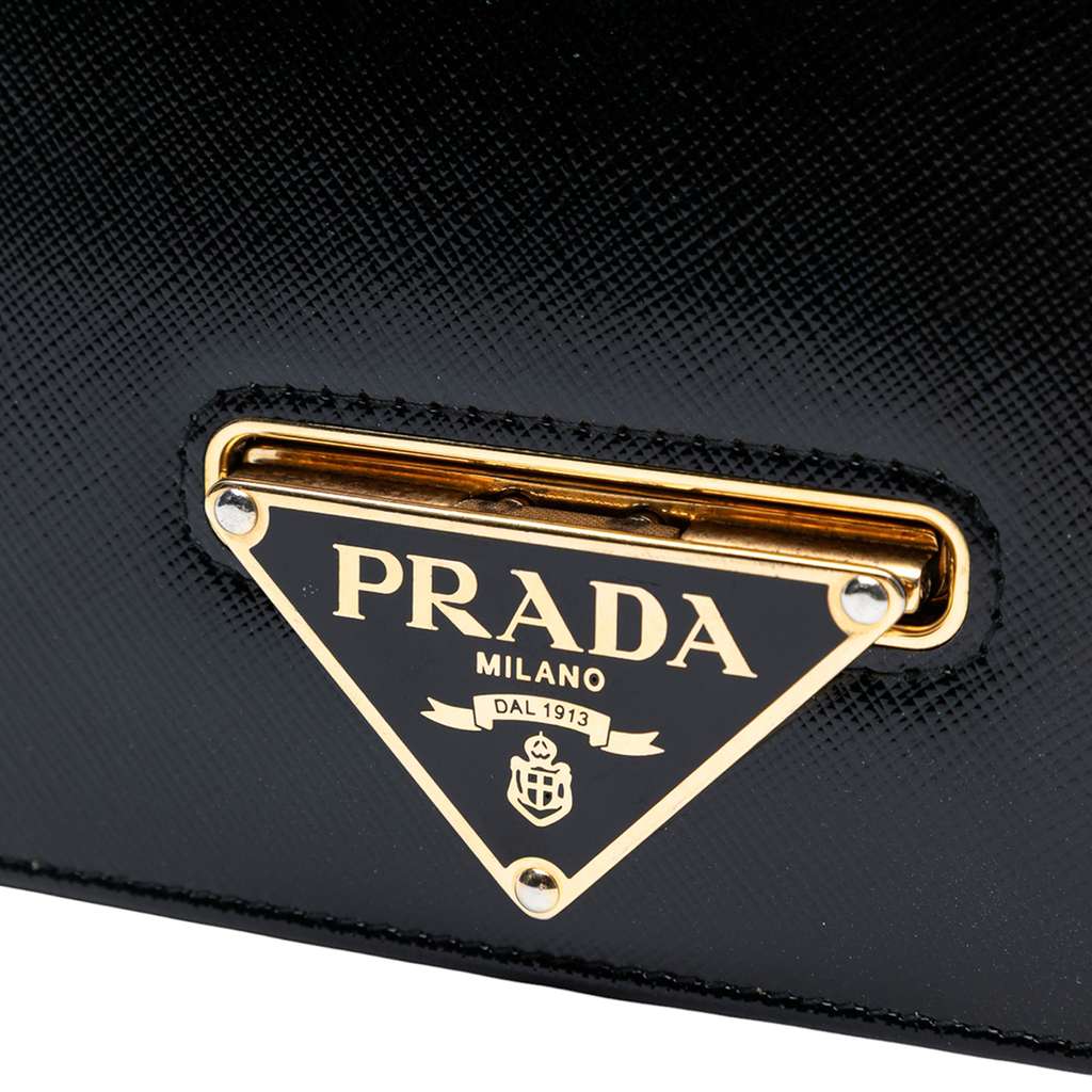 Prada Saffiano Vernice Flip Lock Wallet on Chain Clutch - Side view