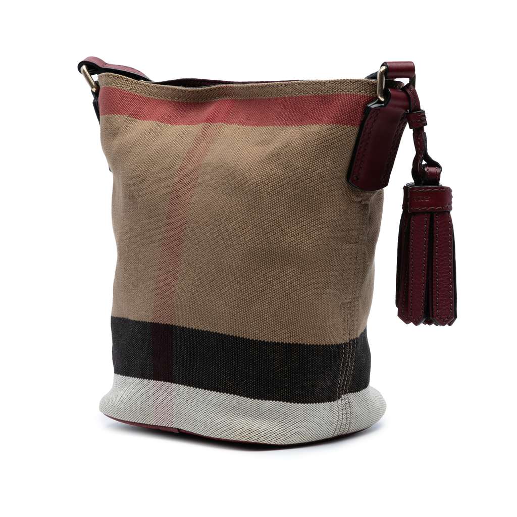 Burberry Mini Mega Check Canvas Ashby Tassel Bucket Bag - Back view