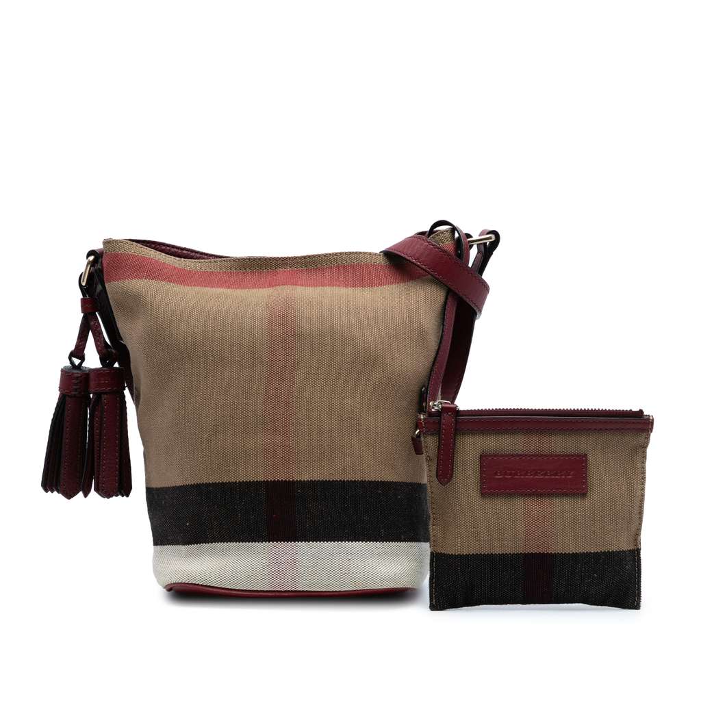Burberry Mini Mega Check Canvas Ashby Tassel Bucket Bag - Image 10