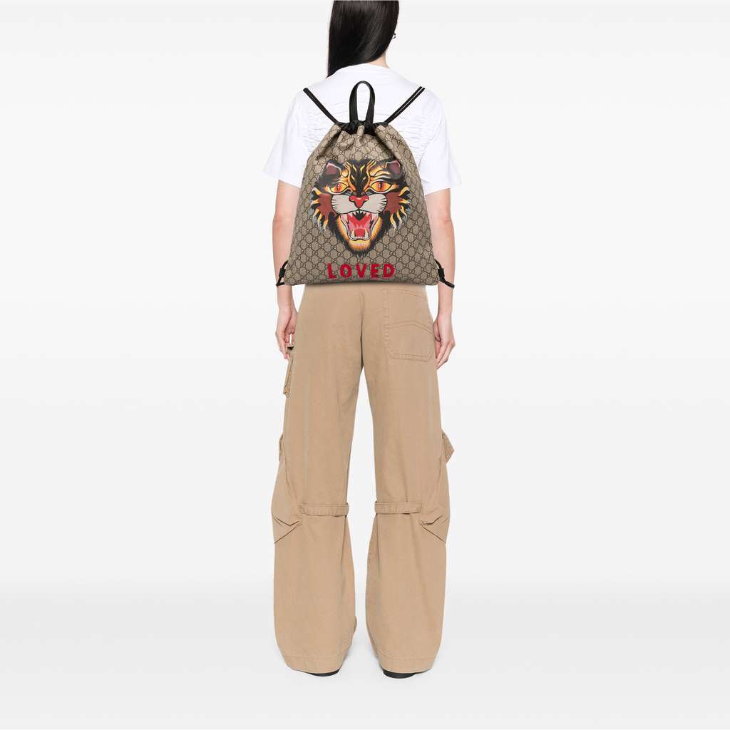 Gucci GG Supreme Angry Cat Drawstring Backpack - Image 13
