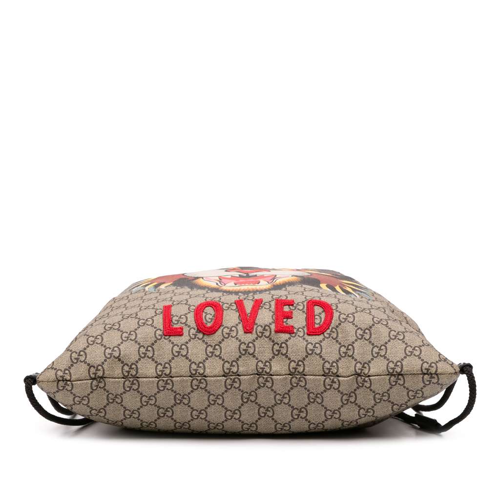 Gucci GG Supreme Angry Cat Drawstring Backpack - Image 6