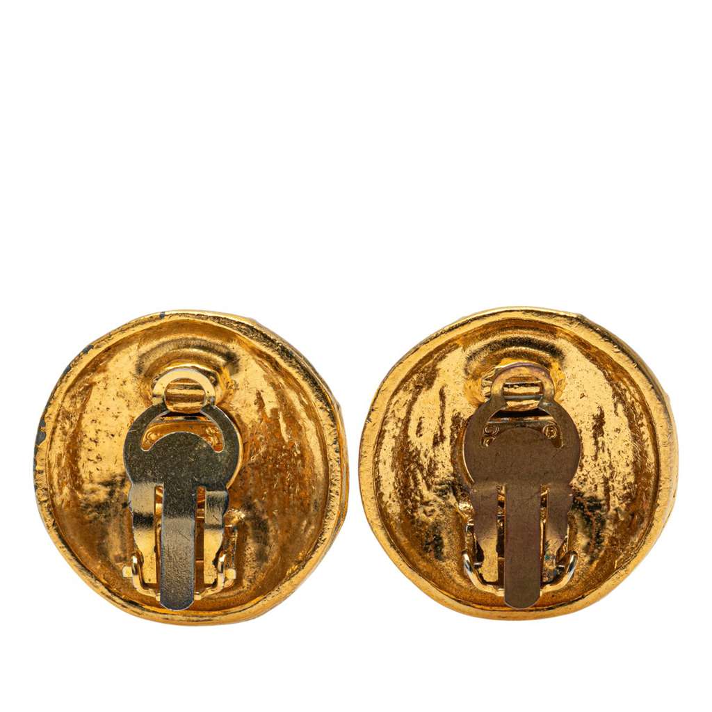 Chanel Gold Plated CC Round Clip On Earrings - 2