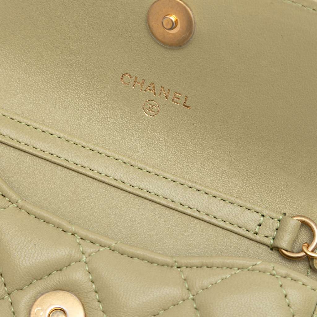 Chanel Lambskin Enamel Coco Hearts Clutch with Chain - 5