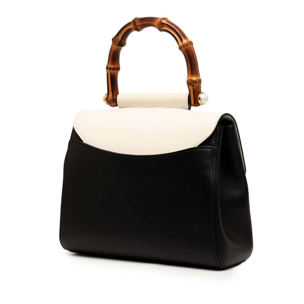 Gucci Bicolor Studded Calfskin Bamboo Top Handle Bag - 2