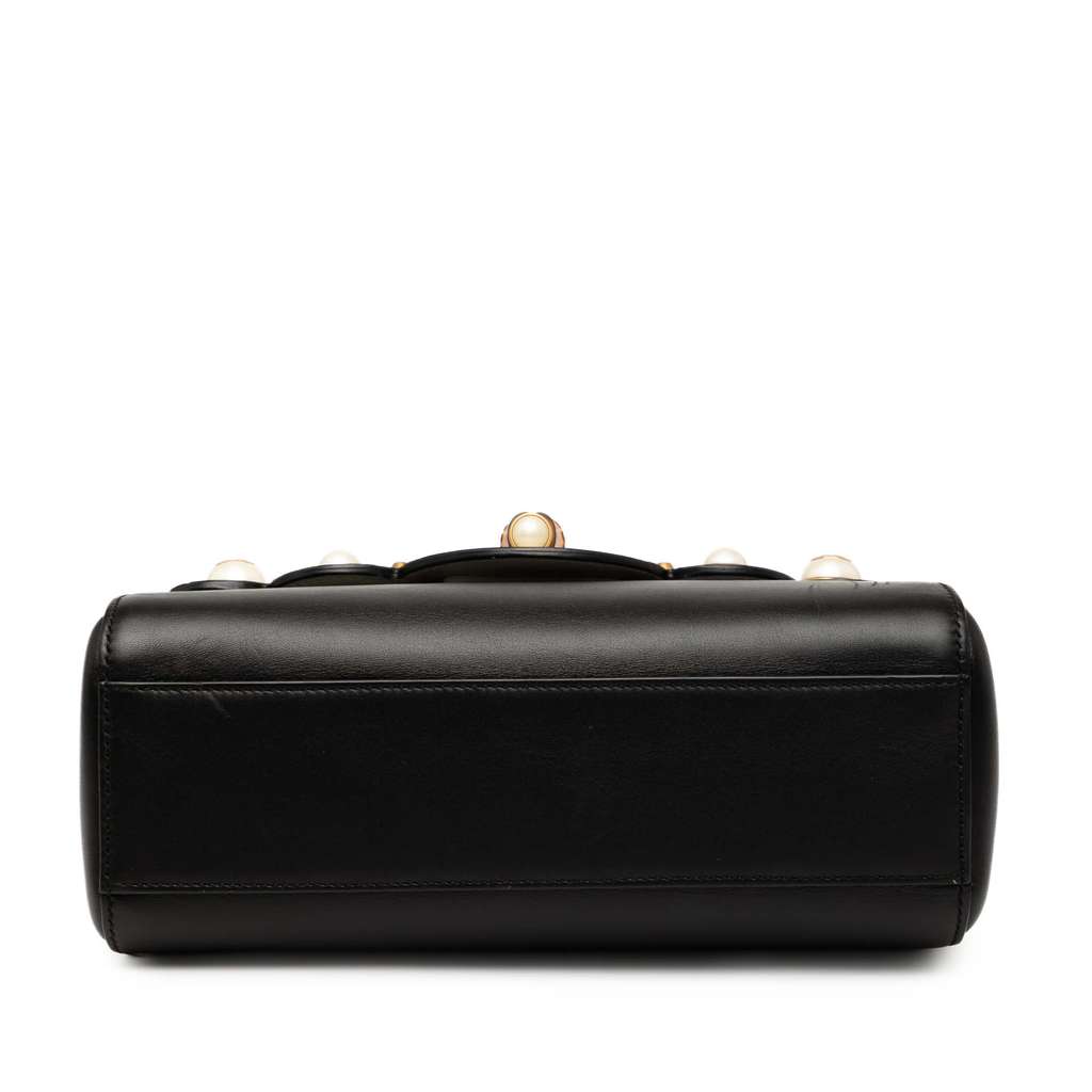 Gucci Bicolor Studded Calfskin Bamboo Top Handle Bag - 3