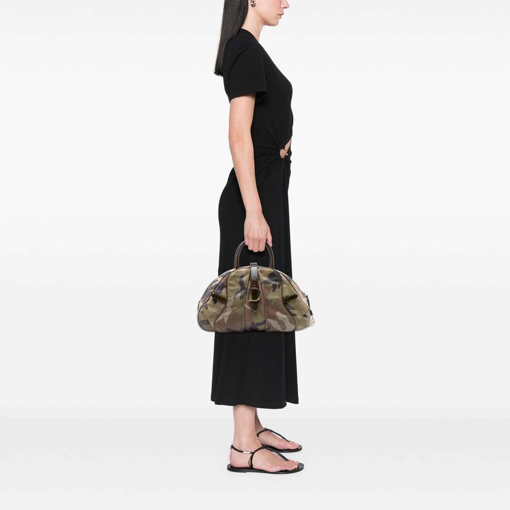 Dior Camouflage Coated Canvas Double Saddle Bowler Bag - Image 10