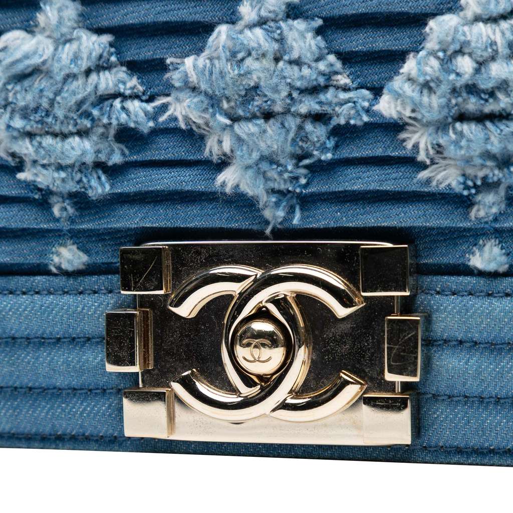 Chanel Old Medium Pleated Denim Boy Flap - Side view