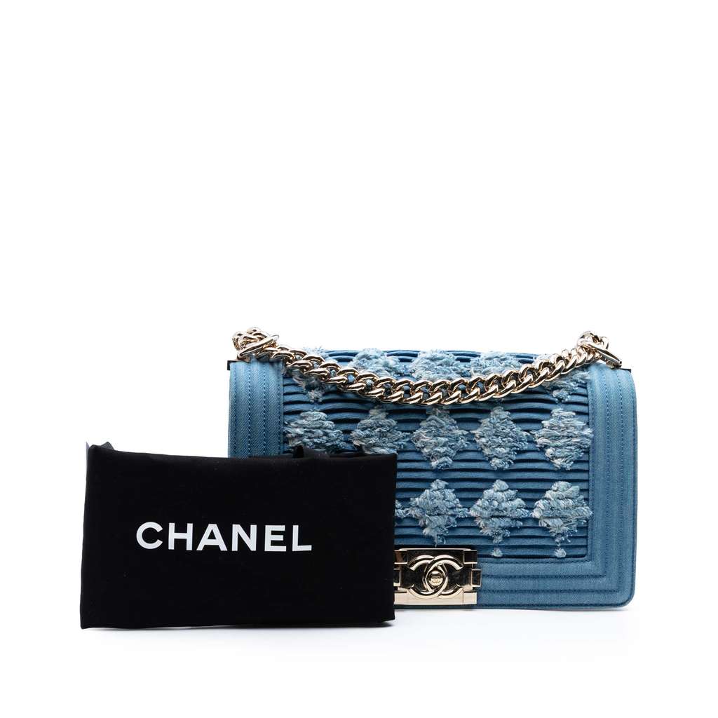 Chanel Old Medium Pleated Denim Boy Flap - Image 10