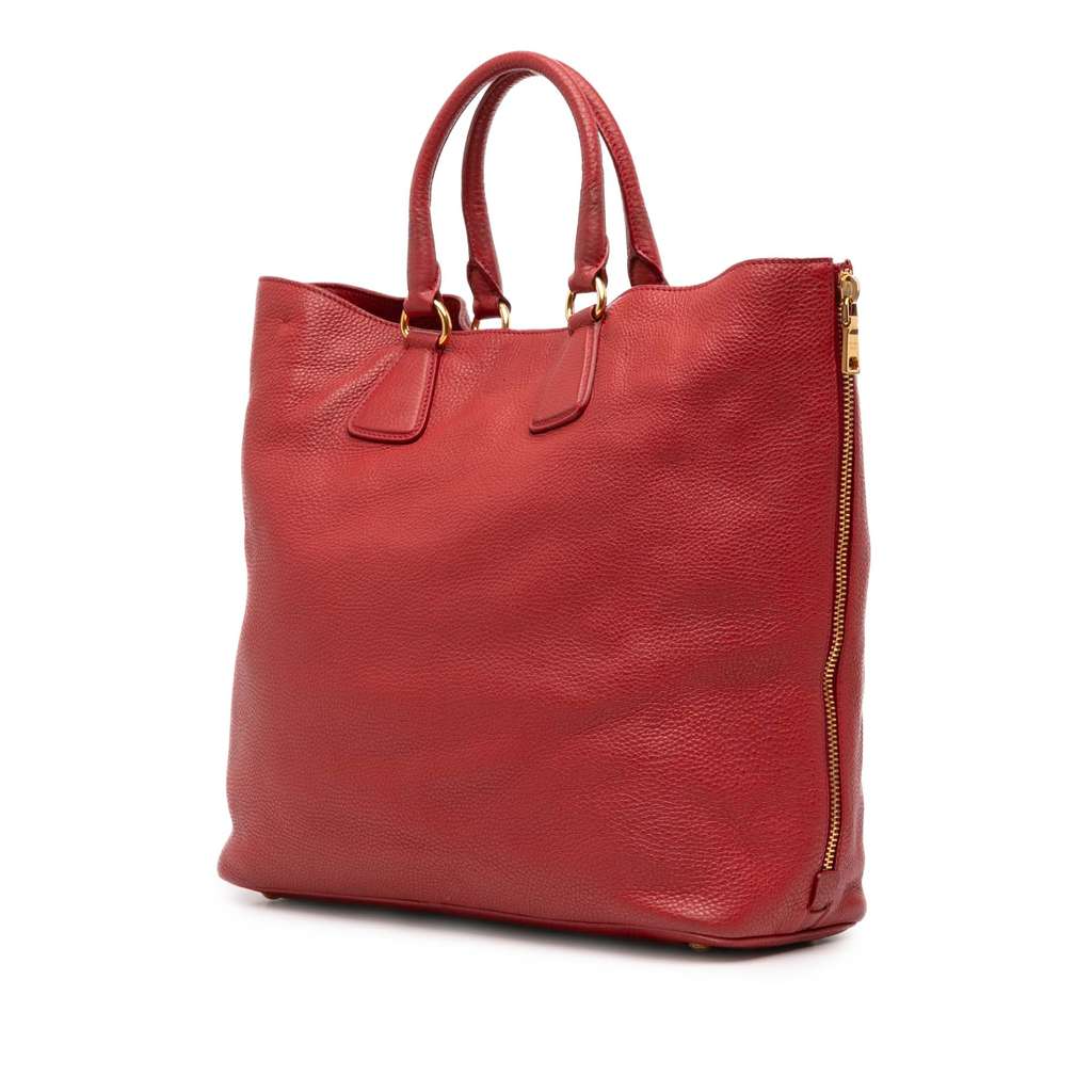 Prada Vitello Daino Side Zip Shopper Tote - Back view