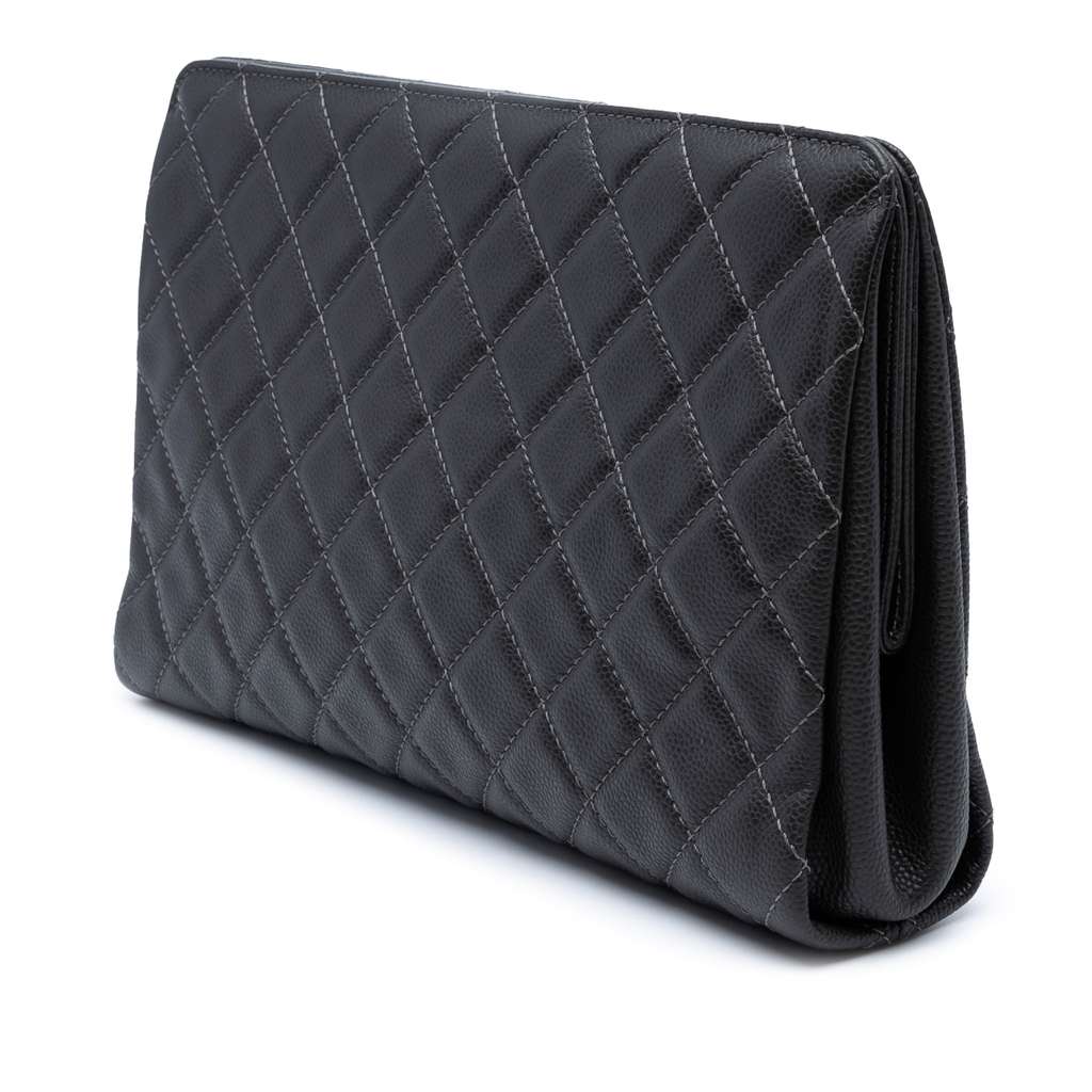 Chanel Large CC Quilted Caviar CC Clutch - Back view