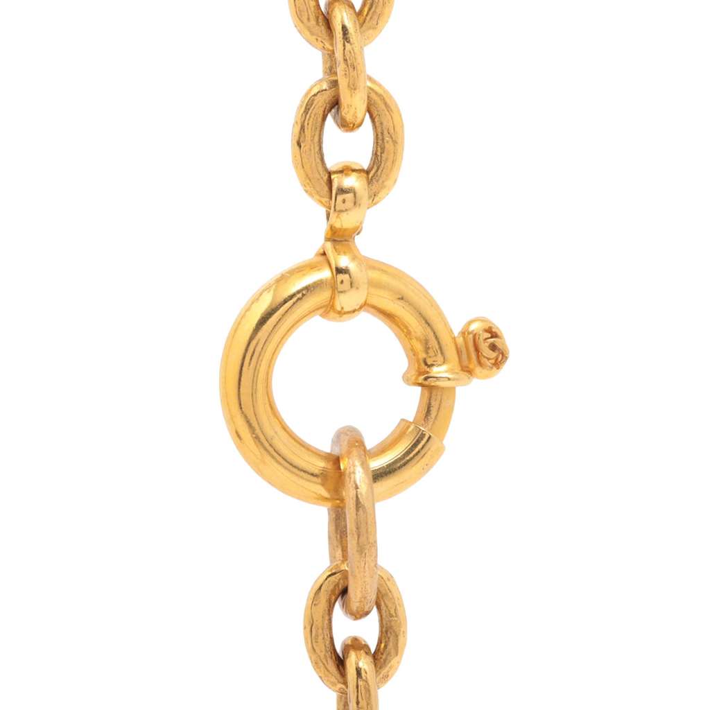 Chanel CC Gold Plated Gripoix Cross Pendant Necklace - 4