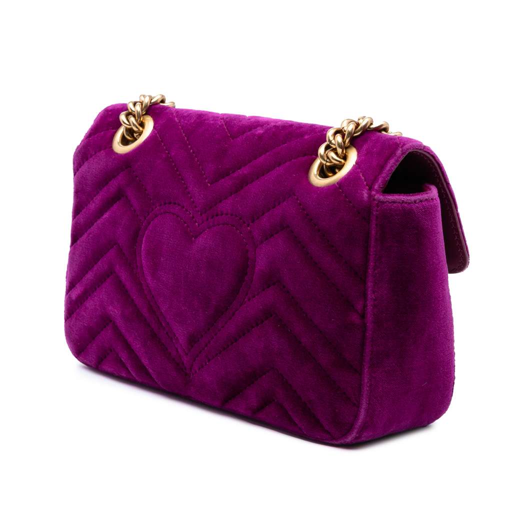 Gucci Small GG Marmont Matelasse Velvet Crystal Embellished Shoulder Bag - 2