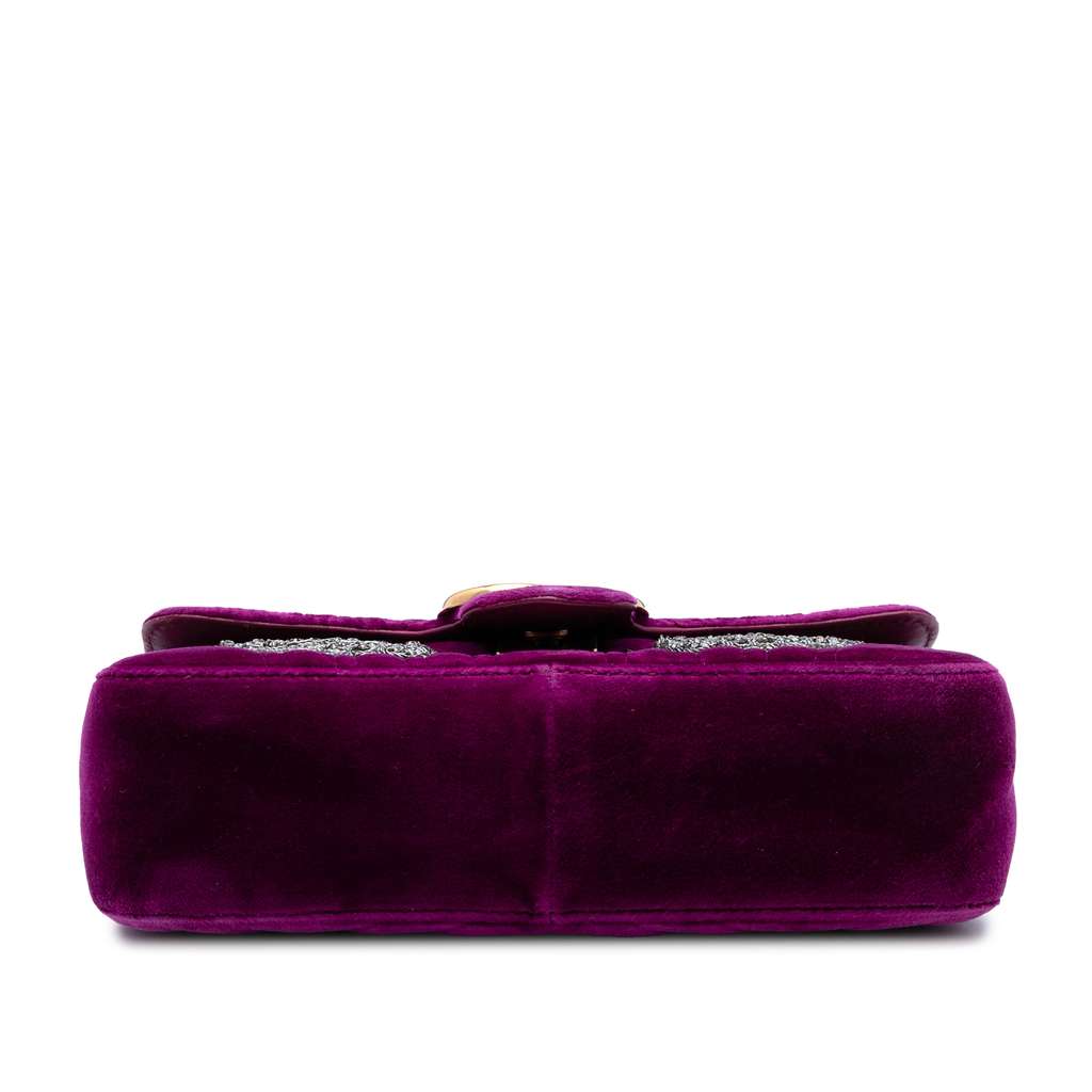 Gucci Small GG Marmont Matelasse Velvet Crystal Embellished Shoulder Bag - 3