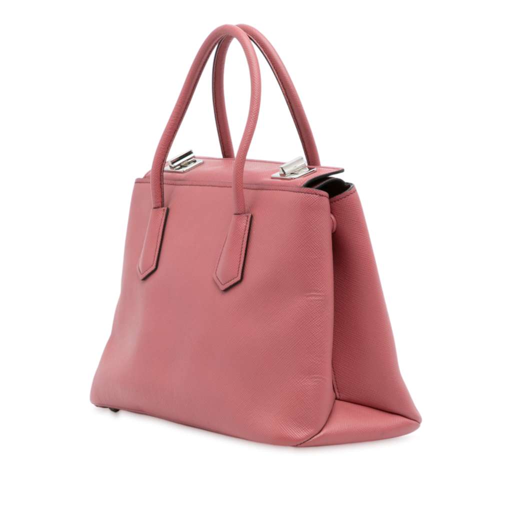 Prada Saffiano Cuir Turnlock Twin Satchel - Back view