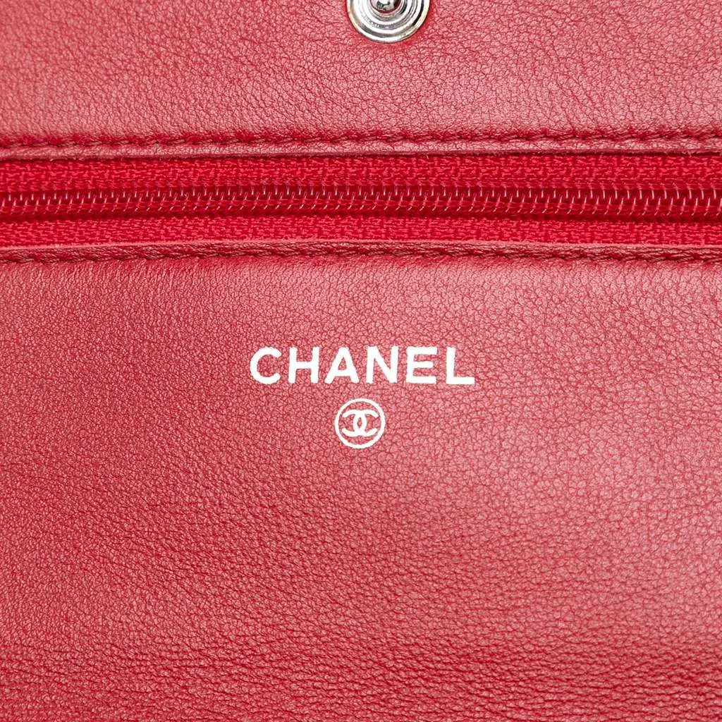 Chanel CC Caviar Wallet On Chain Red Leather Very good - Box View