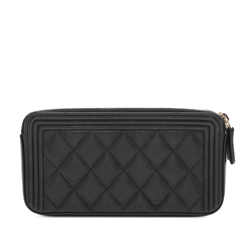 Chanel Small Quilted Caviar Boy Clutch With Chain - Back view