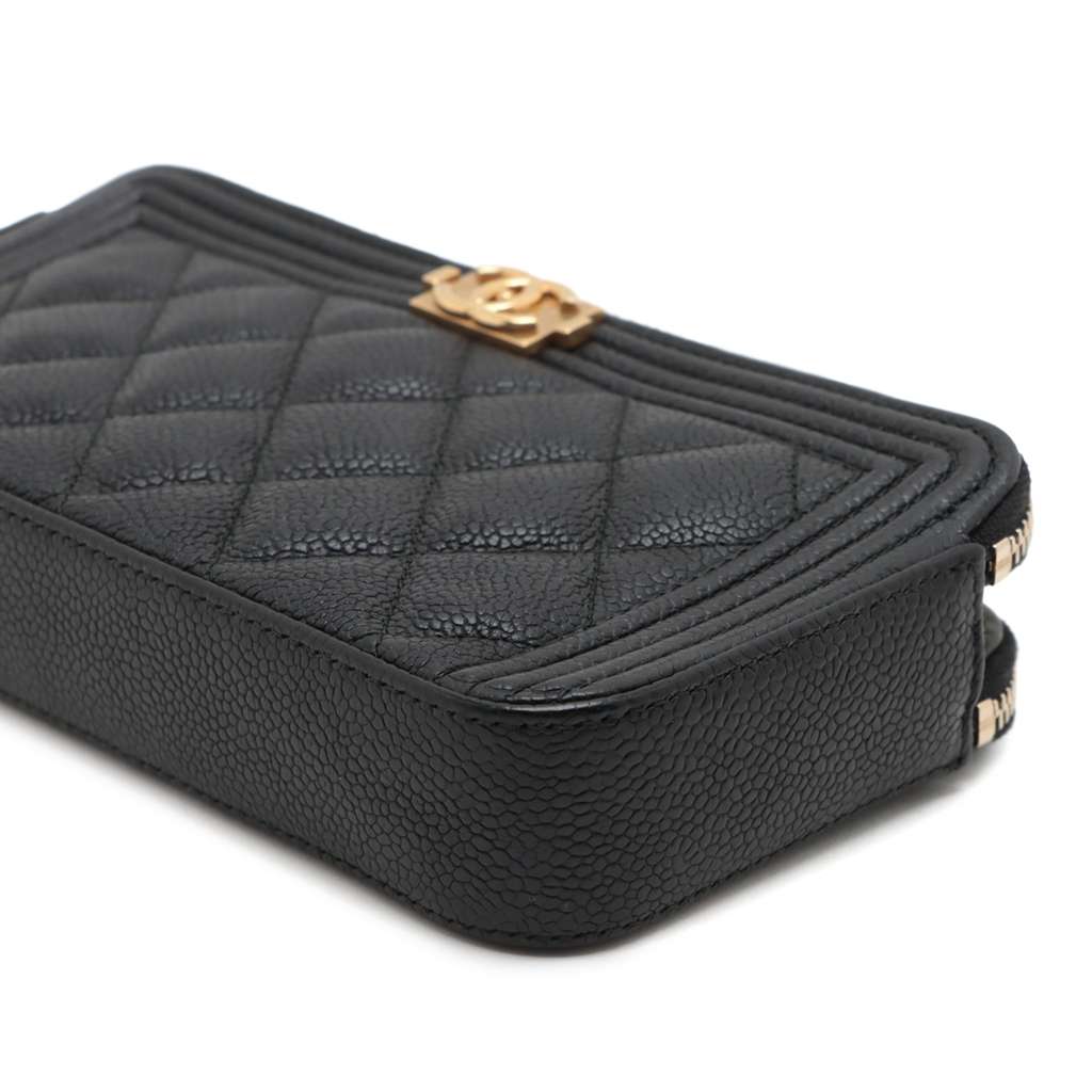 Chanel Small Quilted Caviar Boy Clutch With Chain - Image 11