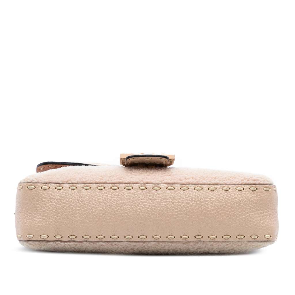 Fendi Medium Shearling Selleria Baguette Satchel - Image 6
