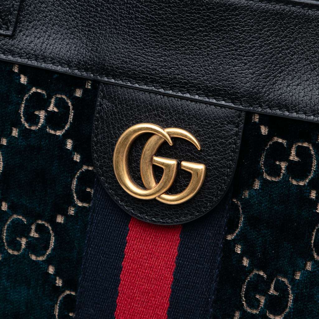 Gucci Large GG Velvet Web Ophidia Tote - Detail 1