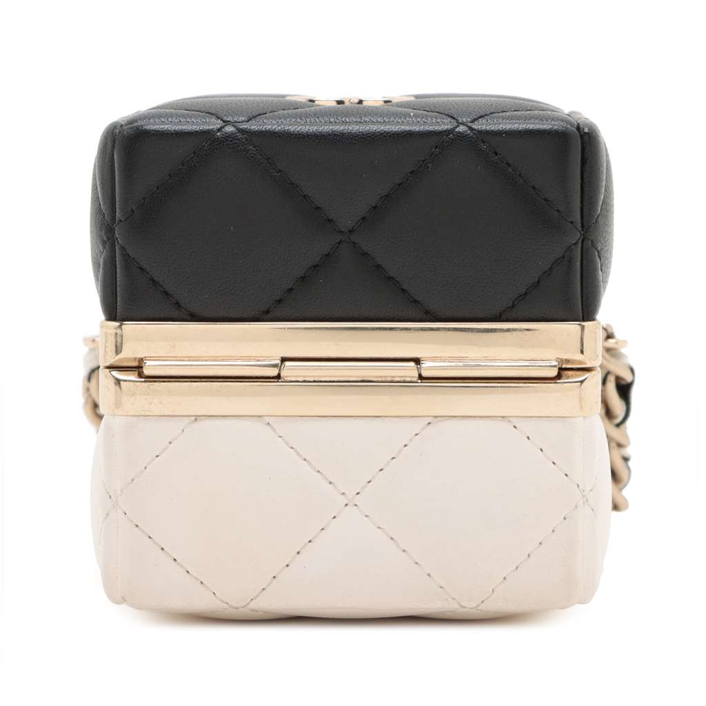 Chanel Bicolor Quilted Lambskin Cube Clutch with Chain - Back view