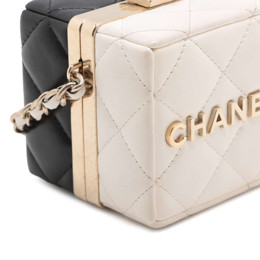Chanel Bicolor Quilted Lambskin Cube Clutch with Chain - Side view