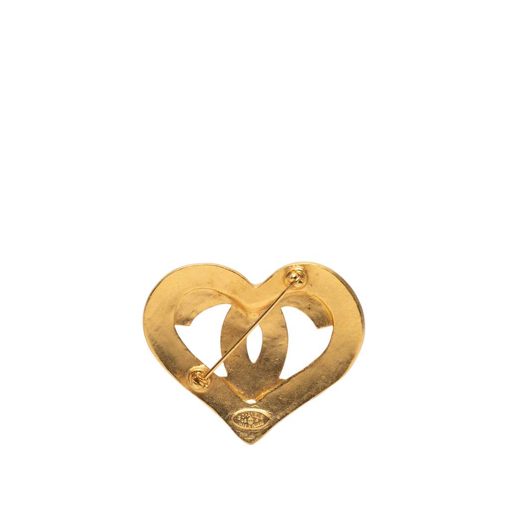 Chanel Gold Plated CC Heart Brooch - Back view