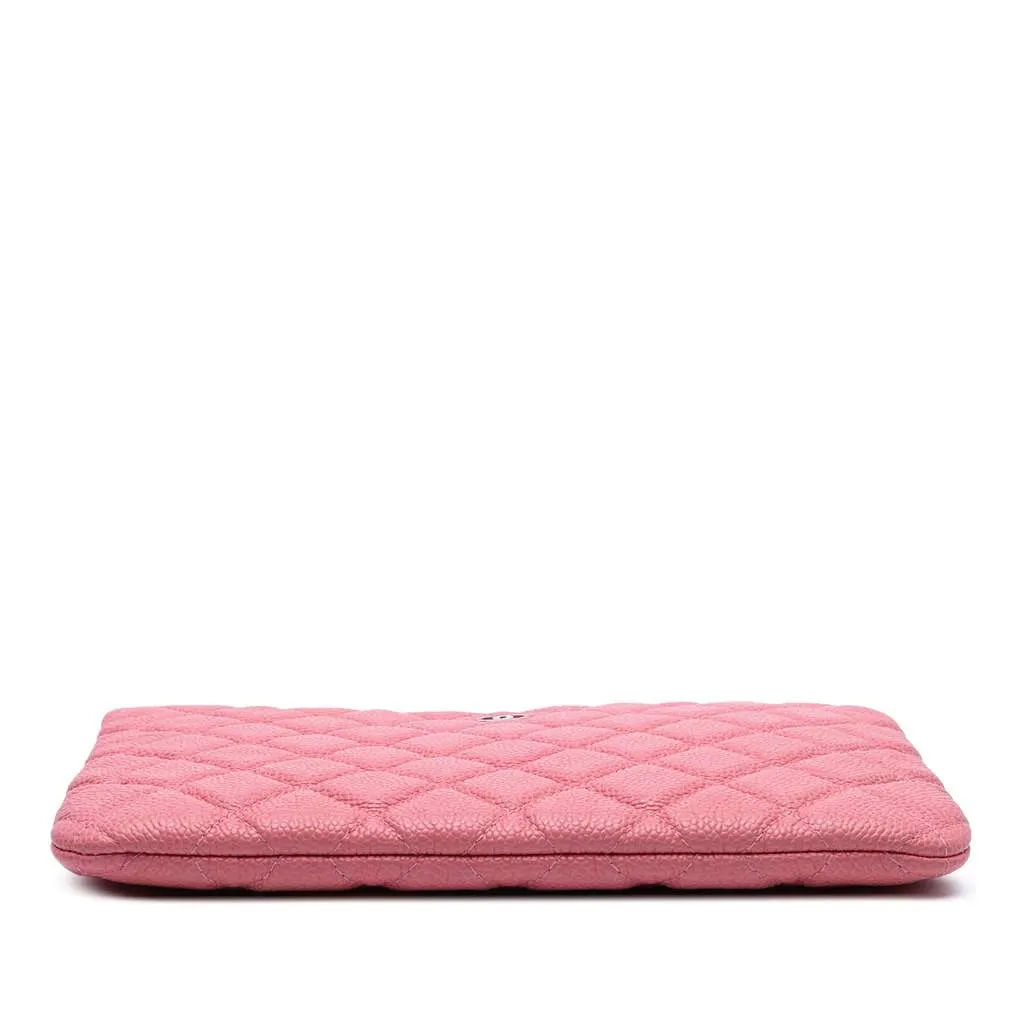 Chanel Small Quilted Caviar O Case Clutch Pink Leather Very good - Inside View