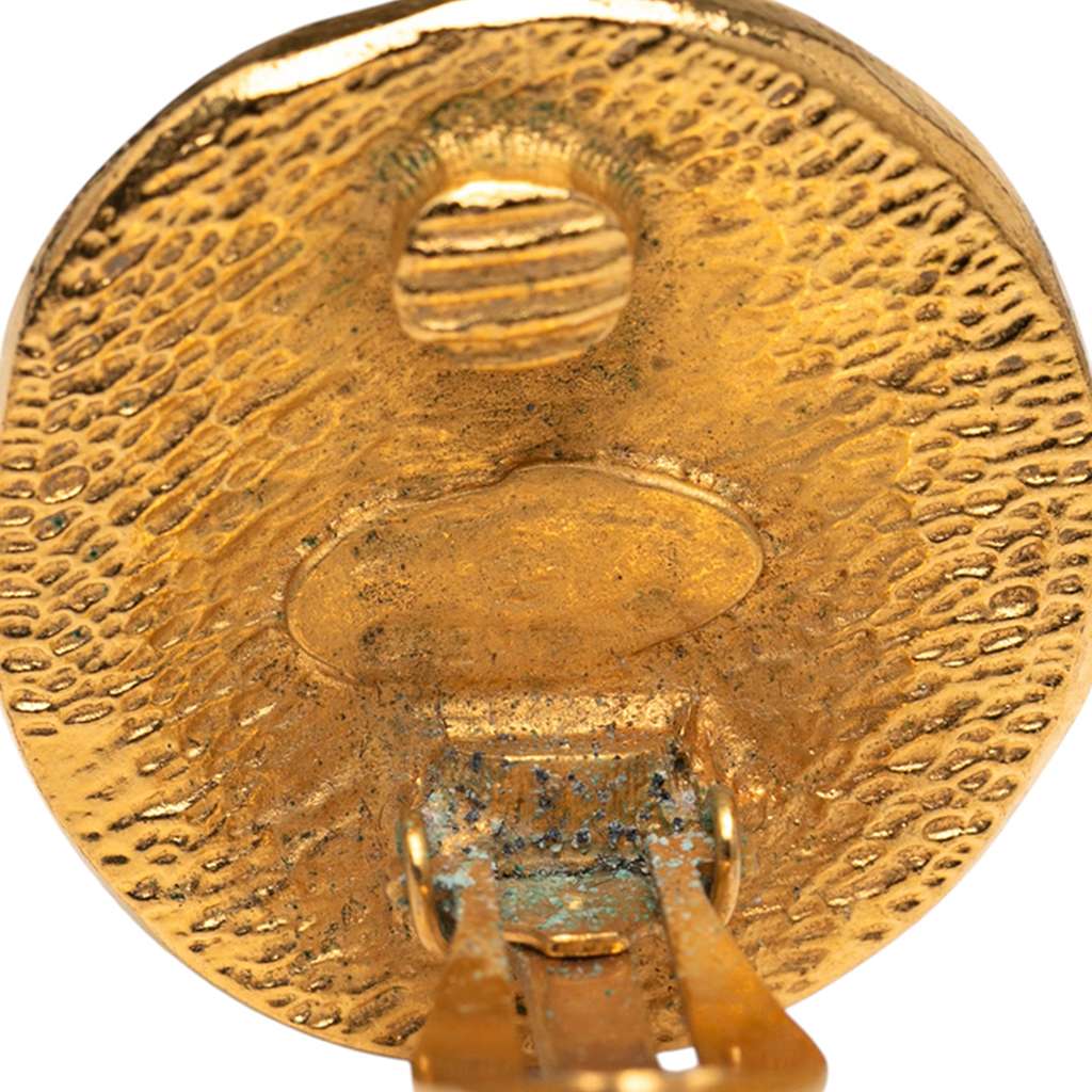 Chanel Gold Plated Rue Cambon Round Clip on Earrings - Image 6