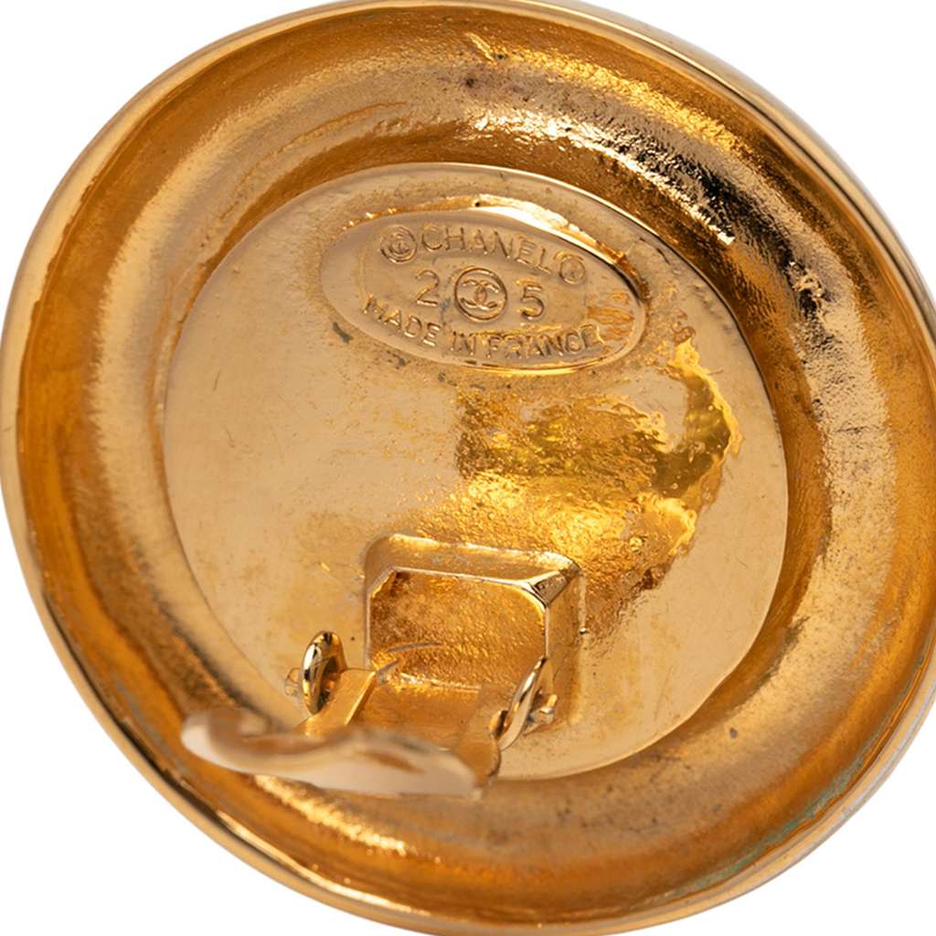 Chanel Gold Plated Faux Pearl Round Clip on Earrings - 3