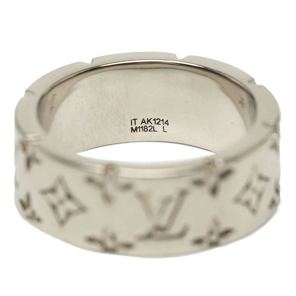 Louis Vuitton Silver Plated Monogram Mosaic Ring L Silver Metal Good - Inside View