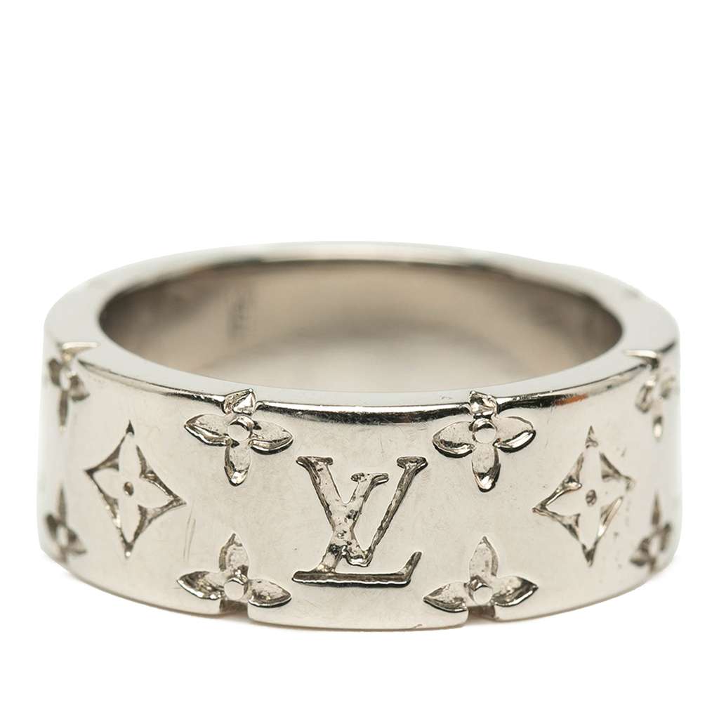 Louis Vuitton Silver Plated Monogram Mosaic Ring L - 4