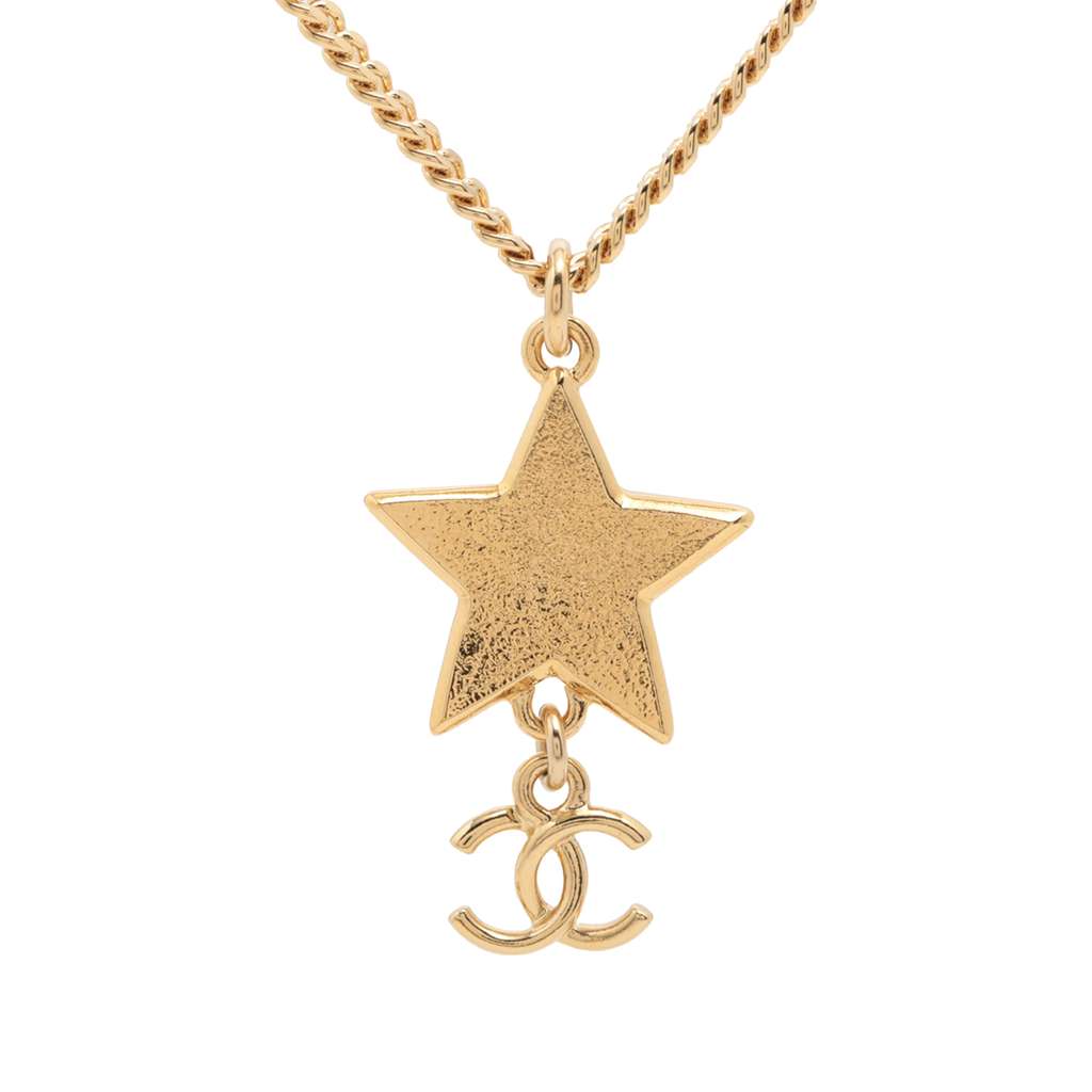 Chanel Gold Plated Glitter Enamel CC Star Pendant Necklace - 2